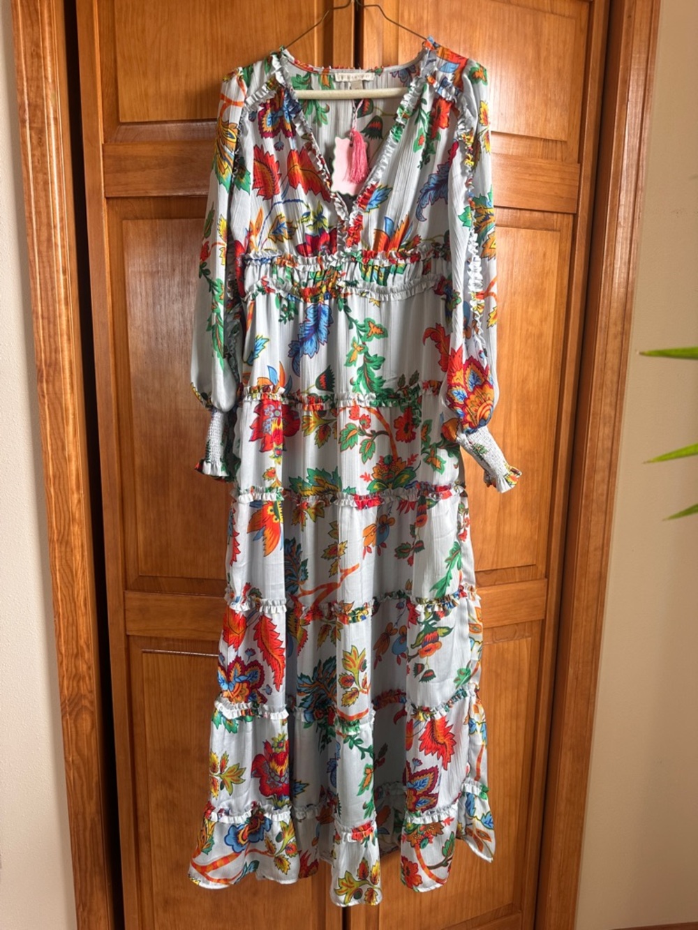 Chelsea & Violet White Maxi Dress with Multi-Color Floral Print XS NWT